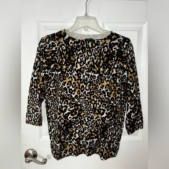 Talbots Leopard Print Merino Wool Sweater Plus Petite Xp - Picture 1 of 3